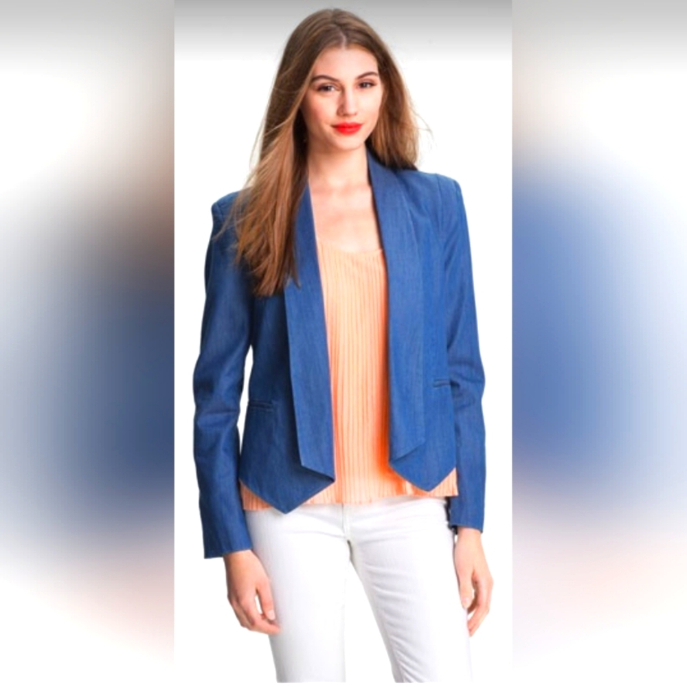 Jessica Simpson Dalton Chambray Tuxedo Jacket Blazer, Sz. M.